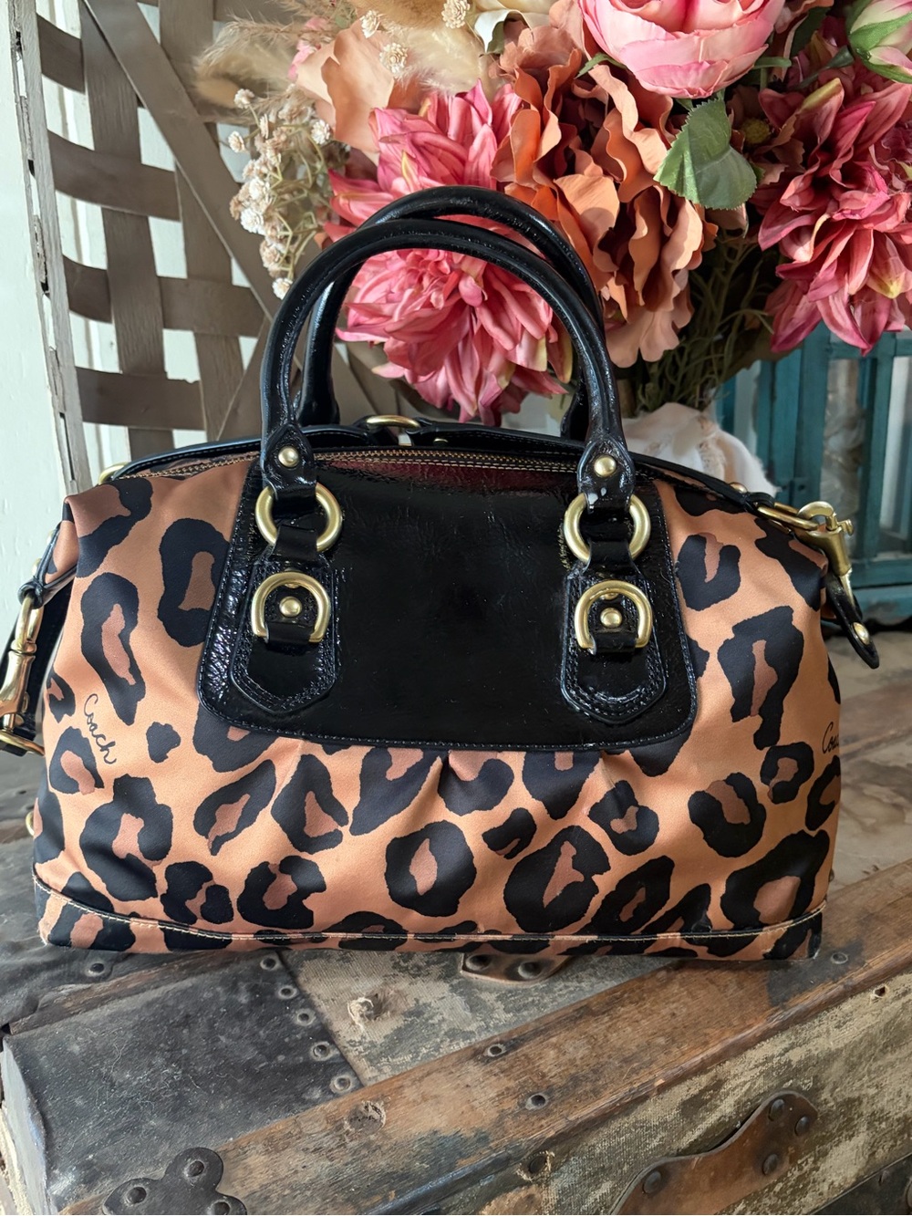 SOLD! RARE! Coach Madison Ocelot Leopard-Print Sabrina Satchel 15553 - Picture 7 of 16